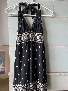 The Limited Black Dress with White Embroidered Trim
